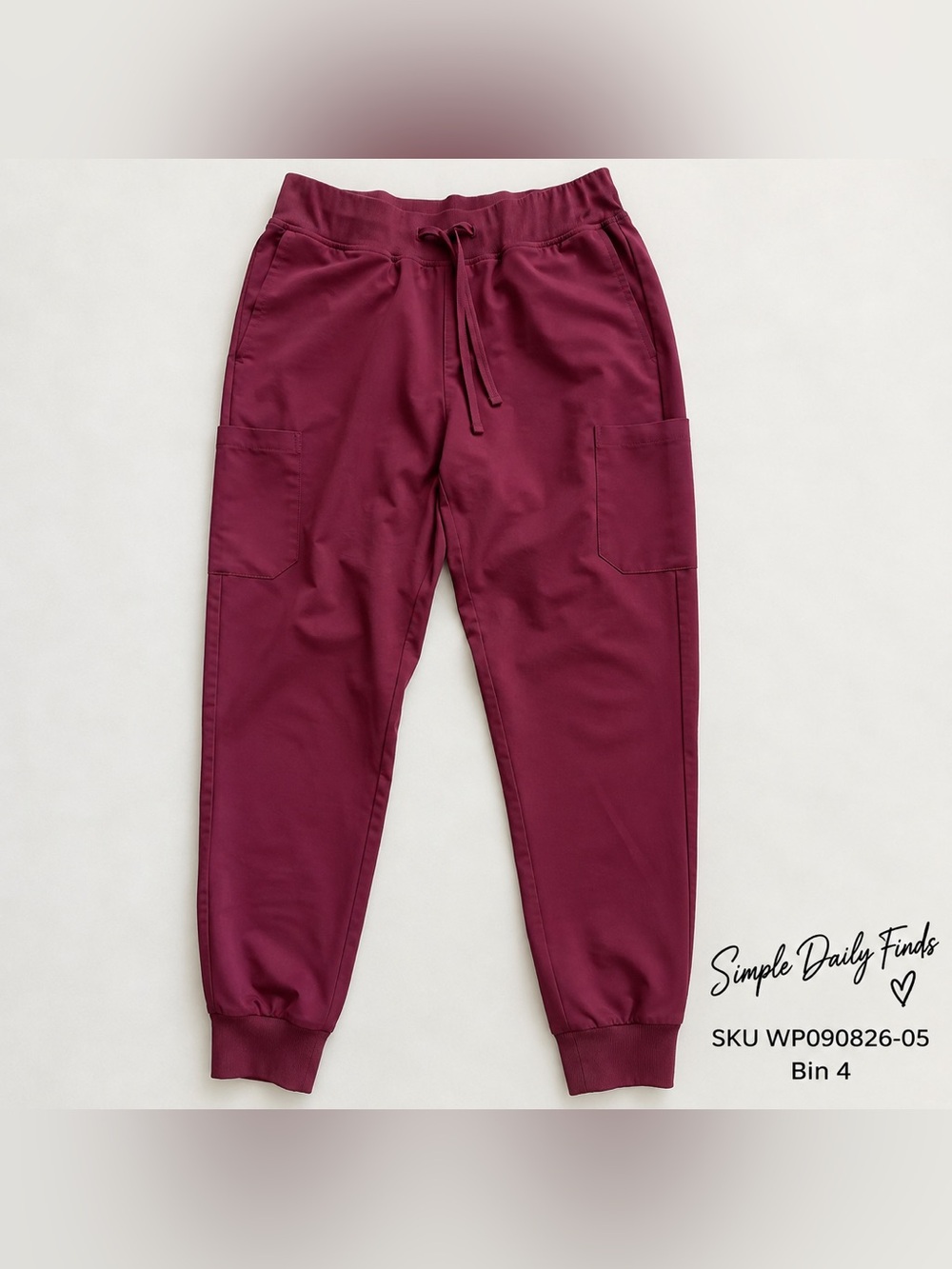 Mandala Scrub Jogger Pants Women’s Small Burgundy Cargo Medical Scrubs